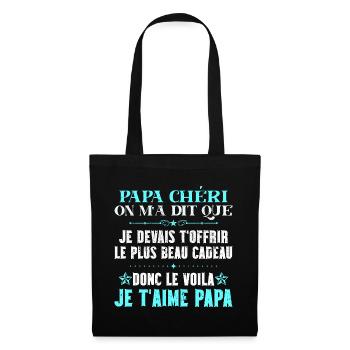 Voilà le plus beau cadeau papa chéri je t'aime - Sac en tissu - noir - Devant