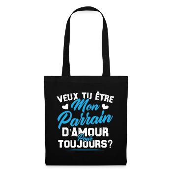 Veux Tu Être Mon Parrain D amour pour toujours - Sac en tissu - noir - Devant
