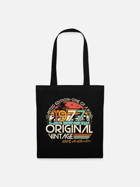 1977 Jahrgang Vintage Geburtstag Retro Geschenk - Stoffbeutel - Schwarz