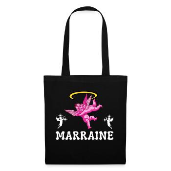 Marraine Baptême Chérubin - Sac en tissu - noir - Devant