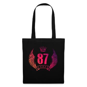 87 Zahl Krone - Stoffbeutel - Schwarz - Vorne
