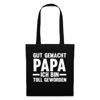 Papa Sohn Tochter - Stoffbeutel - Schwarz - Vorne