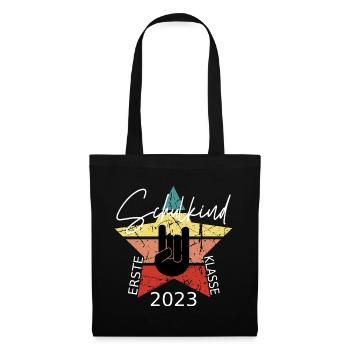 Schulkind 2023 1. Klasse - Stoffbeutel - Schwarz - Vorne