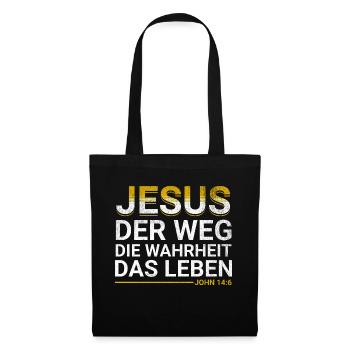 Bibel Vers Jesus der Weg die Wahrheit das Leben - Stoffbeutel - Schwarz - Vorne