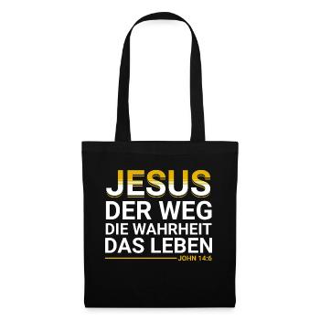 Bibel Vers Jesus der Weg die Wahrheit das Leben - Stoffbeutel - Schwarz - Vorne