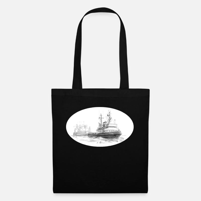 Remorqueur de mer avec remorque - Sac en tissu - noir