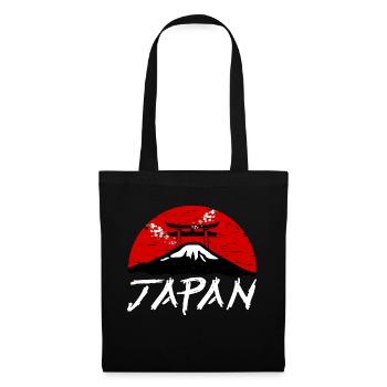 Japan Sonne Schriftzug Nihon Torii - 日本 - Stoffbeutel - Schwarz - Vorne