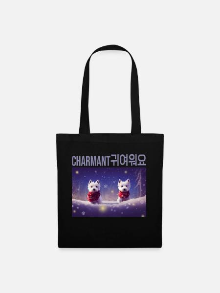 Adorable snowy white westie dogs under the snow - Tote Bag - black
