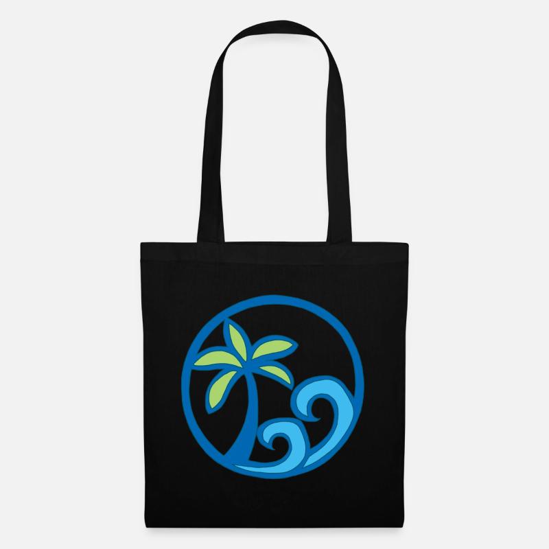 Vagues et palmier - Sac en tissu - noir