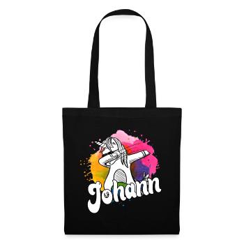 JOHANN - Beau nom de garçon avec une licorne cool - Sac en tissu - noir - Devant