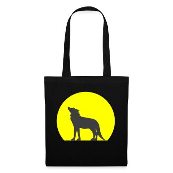 Silhouette loup et lune - Sac en tissu - noir - Devant