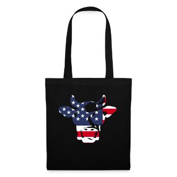 USA Kuh mit Sonnenbrille Geschenkidee - Stoffbeutel - Schwarz - Vorne