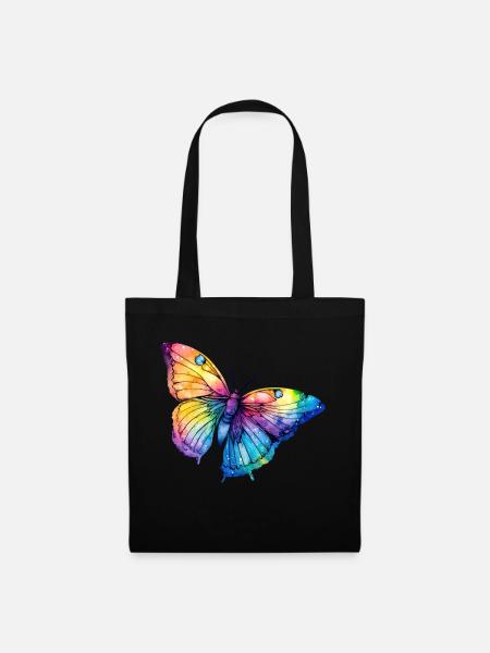 Schmetterling Regenbogen Farben. - Stoffbeutel - Schwarz