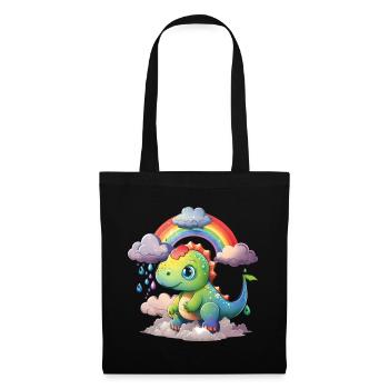 Dinosaurier Dino Baby Regenbogen Geschenk - Stoffbeutel - Schwarz - Vorne