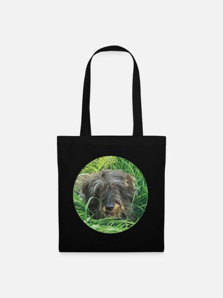 Teckel aux poils durs mignon, réaliste - teckel - Sac en tissu - noir