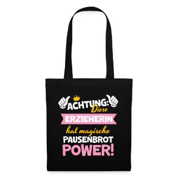 Erzieherin Weihnachten Magische Pausenbrot Power - Stoffbeutel - Schwarz - Vorne