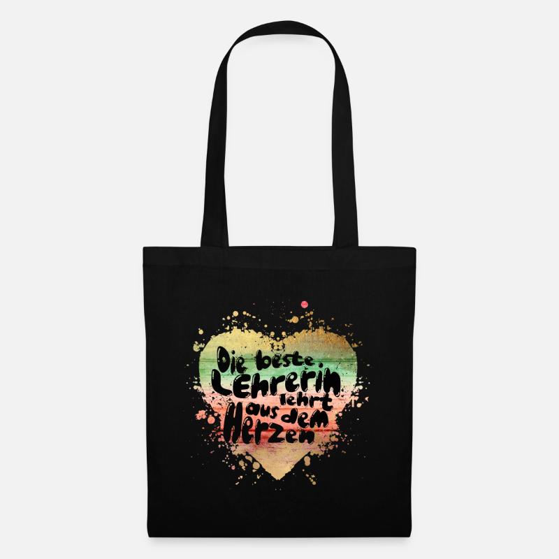 Lehrerin vom Herzen – Herzfarben Design - Stoffbeutel - Schwarz