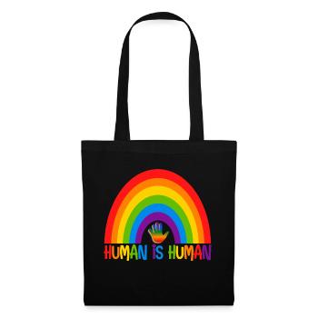 LGBTQ Human Is Human Design Regenbogenfarben - Stoffbeutel - Schwarz - Vorne