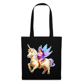 Cute Fat Good Mood Fairy with Unicorn - Tote Bag - black - Front