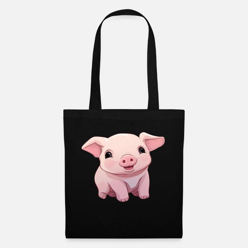 Baby Schwein - Stoffbeutel - Schwarz