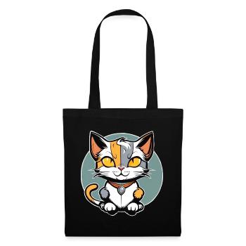 Chat porte-bonheur mignon - Sac en tissu - noir - Devant