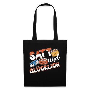 Sushi Essen Satt und Glücklich - Stoffbeutel - Schwarz - Vorne