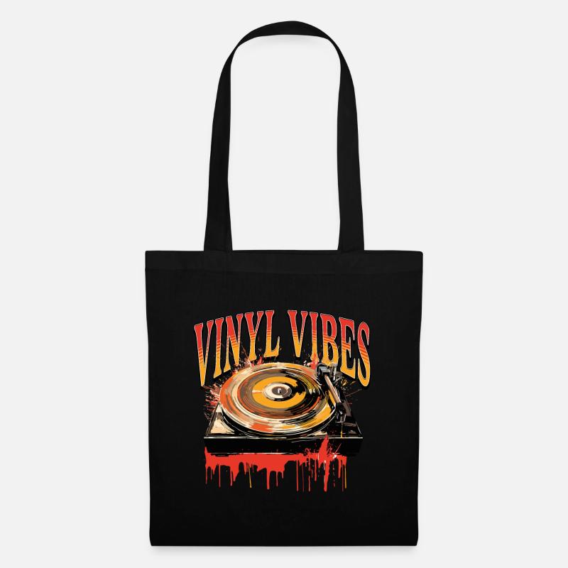 Vinyl Record LP Turntable Retro - Tote Bag - black