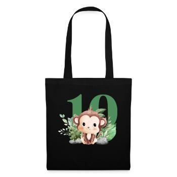 10e anniversaire singe safari - Sac en tissu - noir - Devant