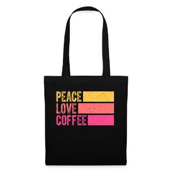 Boire Café Paix Amour Café Chemise Amateur De Café - Sac en tissu - noir - Devant