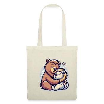 Ours câlin et lion amoureux - Sac en tissu - nature - Devant