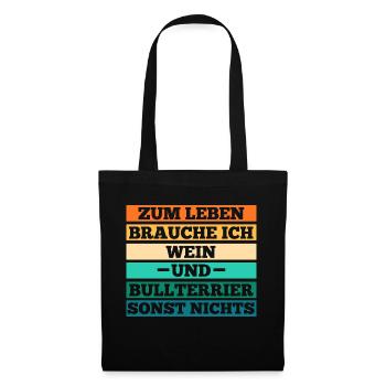 Hund Wein Bullterrier - Stoffbeutel - Schwarz - Vorne