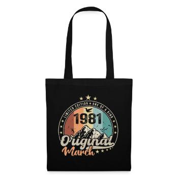 Cadeau D'anniversaire Nées En Mars 1981 Retro 1981 - Sac en tissu - noir - Devant