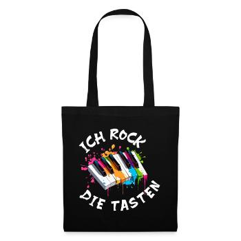 Musik Klavier "Ich rock die Tasten" Farbspritzer - Stoffbeutel - Schwarz - Vorne