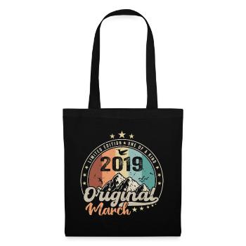 Cadeau D'anniversaire Nées En Mars 2019 Retro 2019 - Sac en tissu - noir - Devant
