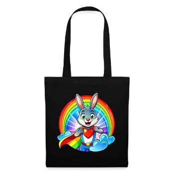 Superhelden Hase - Stoffbeutel - Schwarz - Vorne