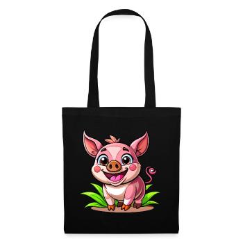 Cochon joyeux - Sac en tissu - noir - Devant