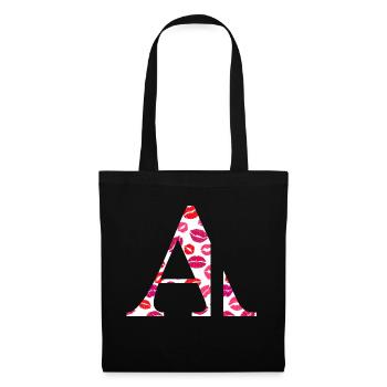 Lettre a bisous - Sac en tissu - noir - Devant