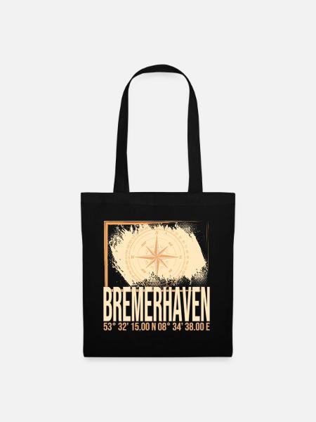 Bremerhaven Koordinaten - Stoffbeutel - Schwarz