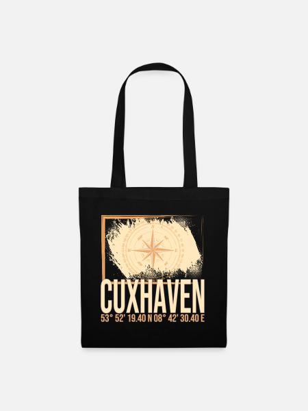 Cuxhaven Koordinaten - Stoffbeutel - Schwarz