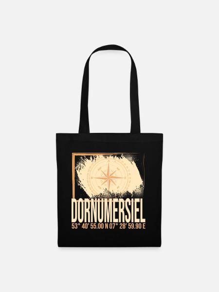 Dornumersiel Koordinaten - Stoffbeutel - Schwarz