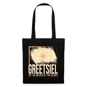 Greetsiel Koordinaten - Stoffbeutel - Schwarz - Vorne
