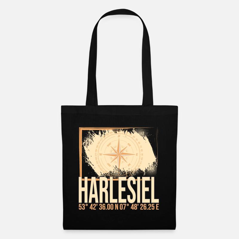 Harlesiel Koordinaten - Stoffbeutel - Schwarz