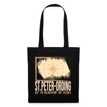 St Peter Ording Koordinaten - Stoffbeutel - Schwarz - Vorne