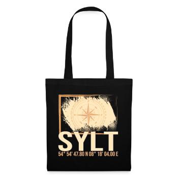 Sylt Koordinaten - Stoffbeutel - Schwarz - Vorne
