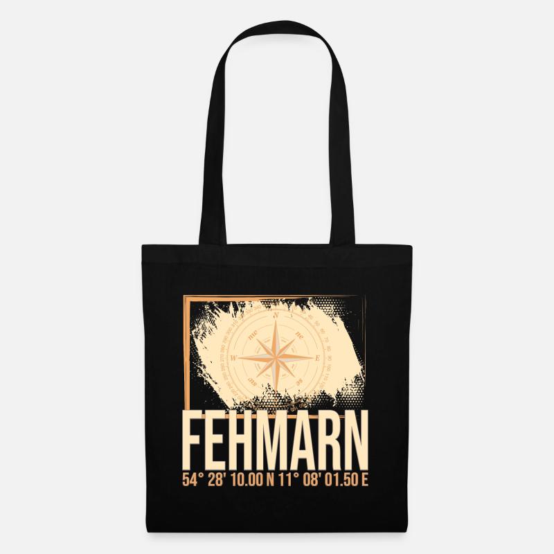 Fehmarn Koordinaten - Stoffbeutel - Schwarz