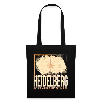 Heidelberg Koordinaten - Stoffbeutel - Schwarz - Vorne