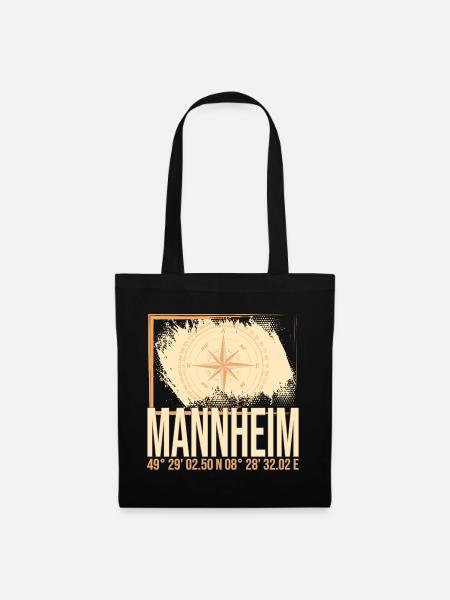 Mannheim Koordinaten - Stoffbeutel - Schwarz