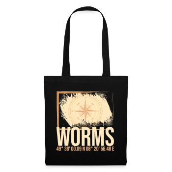 Worms Koordinaten - Stoffbeutel - Schwarz - Vorne