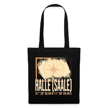 Halle Saale Koordinaten - Stoffbeutel - Schwarz - Vorne
