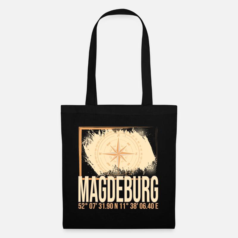 Magdeburg Koordinaten - Stoffbeutel - Schwarz